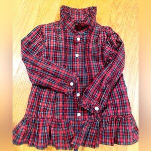 Ralph Lauren Holiday Tartan peplum top with high collar, 100% cotton, 18mo